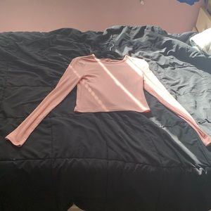 Pink Ribbed cropped long sleeve tee!!!